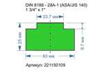 221150109. DIN 8188 - 28A-1 (ASA/JIS 140). 1 3/4\" x 1\"