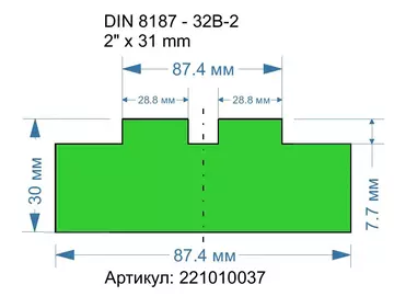 Ширина 87.4 мм, высота 30 мм